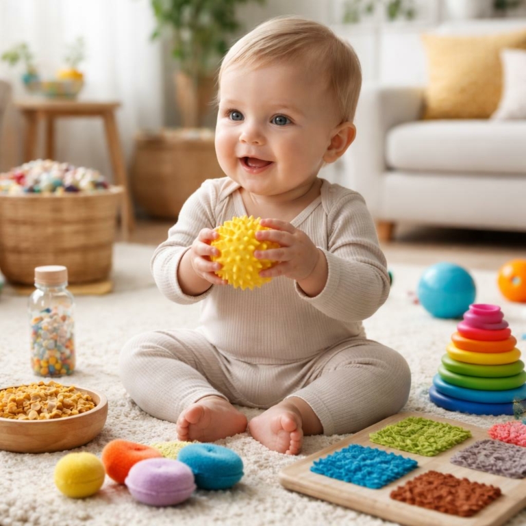 Activités sensorielles pour bébés 6–12 mois : idées simples et sûres pour stimuler leurs sens